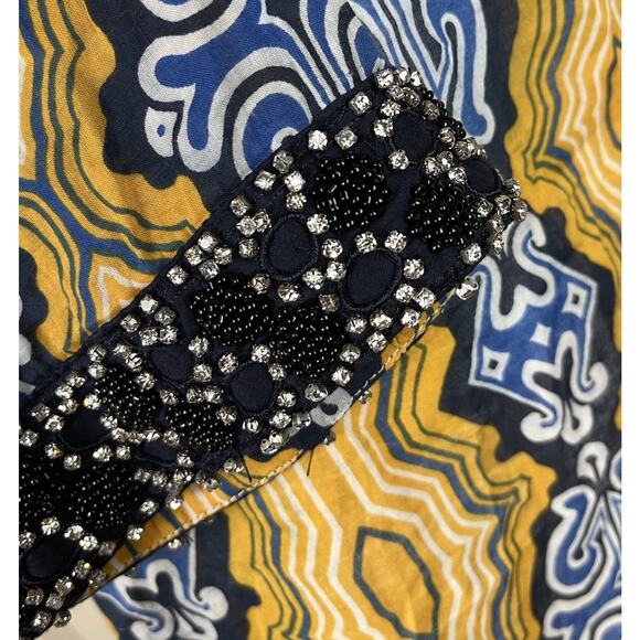 Tory Burch Odie Embellished Beaded Tunic Top Artisan Boho Resort Wear Size 10 - Picture 8 of 9